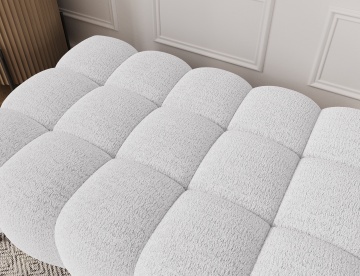 Taburet Tapitat cu Picioare Ferivo, 140x70x40 cm, alb bouclé – Royal 01 - Img 8