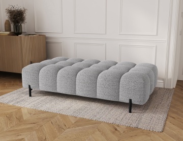 Taburet Tapitat cu Picioare Ferivo, 140x70x40cm, gri bouclé – Sola 04 - Img 3