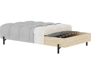 Taburet Tapitat cu Picioare Ferivo, gri bouclé – Royal 03 - Img 10