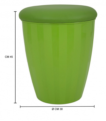 Taburet verde din plastic si piele ecologica, cu spatiu de depozitare, ø 38 x h45 cm, Easy Mauro Ferreti - Img 6