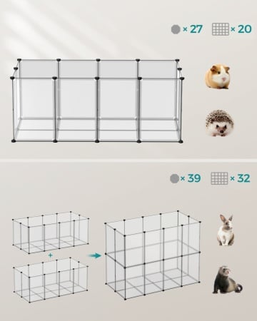 Tarc interior pentru animale de companie, 145 x 72 x 57 cm, plastic, transparent, Songmics - Img 3