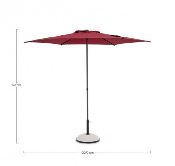 Umbrela de gradina cu brat pivotant rosu bordo din poliester si metal, ∅ 270 cm, Samba Bizzotto - Img 2
