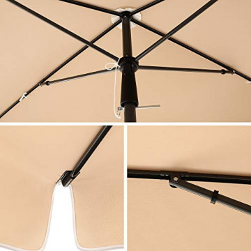 Umbrela de gradina gri taupe din poliester si metal, 200x125 cm, Vasagle - Img 7