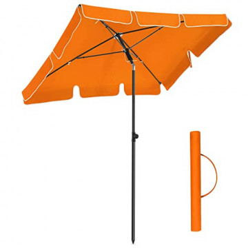 Umbrela de gradina portocalie din poliester si metal, 200x125 cm, Vasagle - Img 2