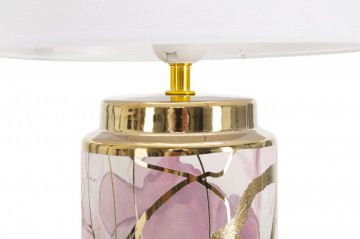 Veioza alba/roz din ceramica, Soclu E27 Max 40W, ∅ 25 cm, Glam Abstract Mauro Ferretti - Img 3
