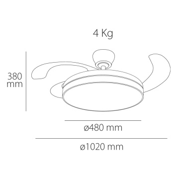 Ventilator de tavan LED Ventego, 3 pale, 72W, Alb, Kelektron - Img 4