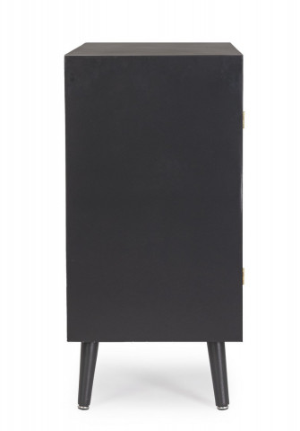 Bufet negru din MDF si Ratan, 80x40x80 cm, Josine Bizzotto - Img 5