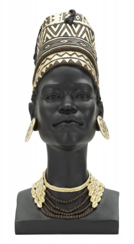 Bust decorativ negru din polirasina, 21,5x27,5x45 cm, Maasai Mauro Ferretti