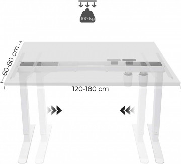 Cadru pentru birou electric reglabil alb din metal, 115-147 x 60 x 71-112 cm, Songmics - Img 5