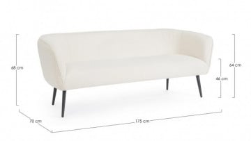 Canapea crem din stofa si lemn cu 3 locuri, 175 cm, Avril Bouclé Bizzotto - Img 2