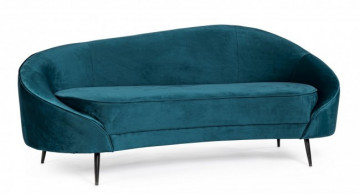 Canapea cu 2 locuri albastru petrol din catifea si lemn de Pin, 183 cm, Seraphin Bizzotto - Img 1