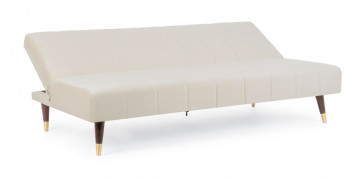 Canapea extensibilă crem din catifea si lemn de Eucalipt cu 3 locuri, 180 cm, Alma Bizzotto - Img 5
