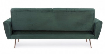 Canapea extensibila cu 3 locuri verde inchis din catifea si lemn de Eucalipt, 210 cm, Johnny Bizzotto - Img 4