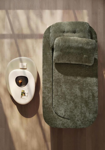 Vedere de sus Canapea verde rabatabilă, design modern