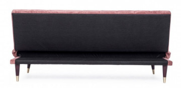 Canapea extensibilă roz pudra din catifea si lemn de Eucalipt cu 3 locuri, 180 cm, Alma Bizzotto - Img 4