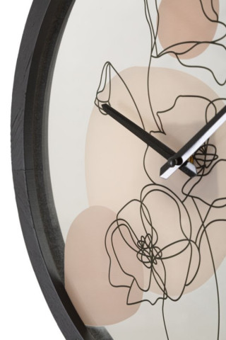 Ceas decorativ alb/negru din metal, ∅ 40 cm, Flowers Mauro Ferretti - Img 4