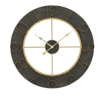 Ceas decorativ negru/auriu din metal si MDF, ∅ 70 cm, Dark Glam Mauro Ferretti - Img 1