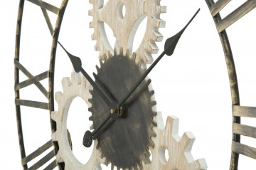 Ceas decorativ negru/crem din metal si MDF, ∅ 70 cm, Gear Mauro Ferretti - Img 4