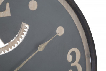 Ceas decorativ negru/maro din MDF si metal, ∅ 67 cm, Gear Mauro Ferretti - Img 2