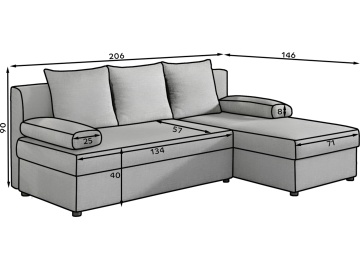 Colțar Gino extensibil, 201x143x90 cm – Jarell 18 – prezentare vizuală a produsului