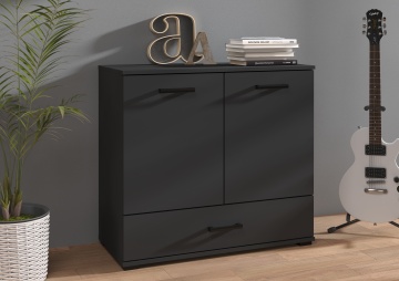 Comodă Frazio – 90x40x83 cm – Negru – Frazio Bufet 90 – Varianta 2 – prezentare de catalog a produsului