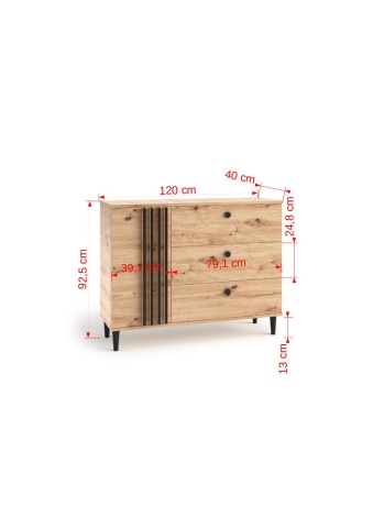 Comodă LIVIA 03 – 120x40x92.5 cm – Stejar Artisan - Img 6