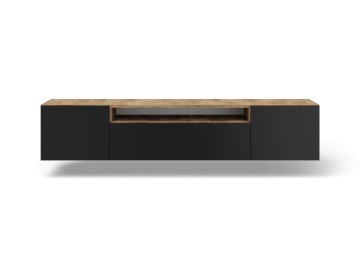 Comodă TV Femur Hanging – 200x41x40 cm – Stejar Artisan / Negru