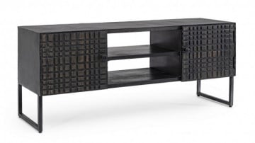 Comoda TV neagra din metal si MDF, 130x40x56 cm, Dorset Bizzotto - Img 1