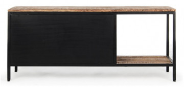 Comoda TV neagra/maro din metal si lemn de Mango, 120x35x52 cm, Roderic Bizzotto - Img 4