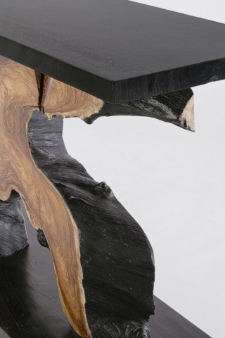 Consola neagra/maro din lemn de Teak, 150x40x80 cm, Marwood Bizzotto - Img 3