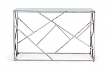 Consola transparenta/argintie din sticla temperata, 120 cm, Rayan Bizzotto - Img 3