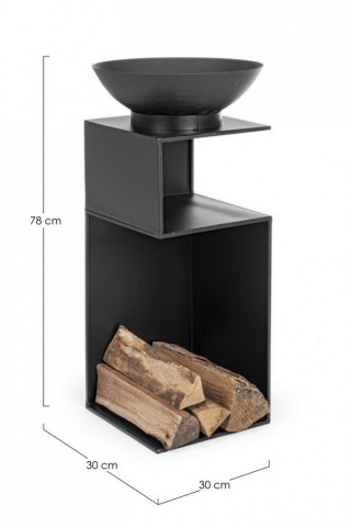 Cos de foc cu compartiment pentru lemne, negru, 38 x 38H, Efesto Yes - Img 3
