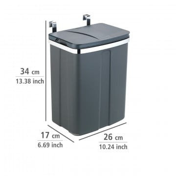 Cos de gunoi suspendabil pentru usa dulap/sertar, Wenko, 12 L, 26 x 34 x 17 cm, metal/polipropilena - Img 12