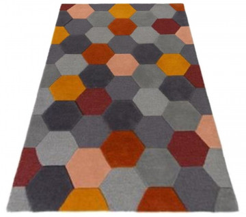 Covor Homeycomb Bedora, 200x300 cm, 100% lana, multicolor, finisat manual - Img 11