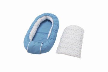 Cuib bebelusi pozitionator SomnArt baby nest, 94x60cm, albastru - Img 2