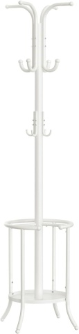 Cuier cu suport umbrele, 40 x 40 x 175 cm, metal, alb, Songmics - Img 1