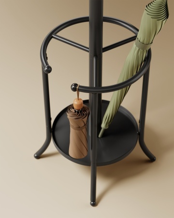 Cuier cu suport umbrele, Ø 40 x 175 cm, metal, negru, Songmics - Img 3