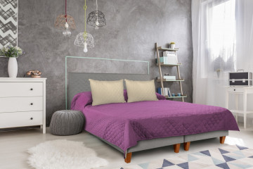 Cuvertura matlasata cu 2 fete Alcam, 210 x 220 cm, Purple/Vanila - Img 1