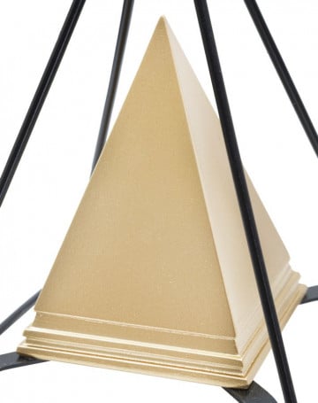 Decoratiune aurie din polirasina, 15x15x21 cm, Double Piramid Mauro Ferretti - Img 3