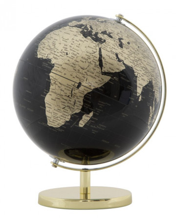 Decoratiune glob negru/auriu din metal, ∅ 25 cm, Globe Mauro Ferretti - Img 1