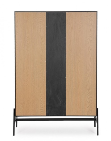 Dulap cu doua usi, negru/lemn natural, 110x40x159 cm, Allycia, Yes - Img 4