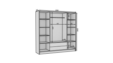Dulap cu trei usi si oglinda, Norel, ADRK Furniture - Img 15