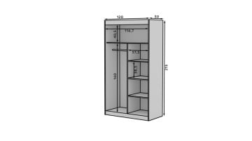 Dulap cu usi glisante 120x215 cm, Esti, ADRK Furniture - Img 11