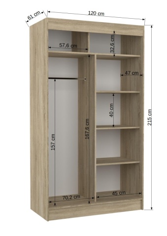 Dulap cu usi glisante 120x215 cm, Keita, ADRK Furniture - Img 8