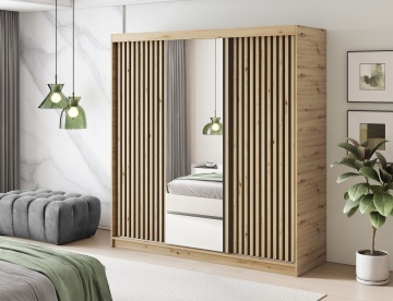 Dulap cu uși glisante Emerio III, 180x60x204 cm – Stejar Artisan – prezentare suplimentară a produsului