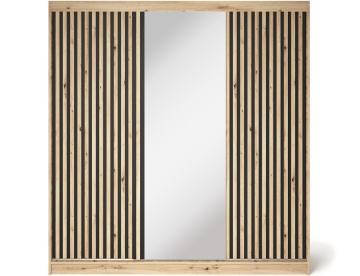 Dulap cu uși glisante Emerio III, 180x60x204 cm – Stejar Artisan – imagine de produs pentru prezentare