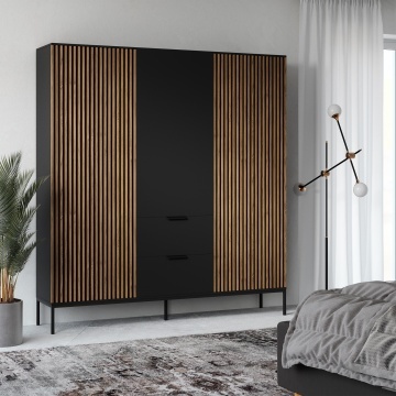 Dulapuri și vitrine Meorati 185 Wardrobe negru – Negru – fotografie alternativă de produs