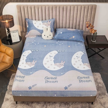 Husă de Pat Cocolino Bleu „Sweet Dream” 💤 cu Iepurași pe Lună | Jo-Jo Home | 3 Piese