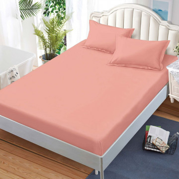 Husa de pat cu elastic si 2 fete de perna, tesatura tip finet, uni, pat 2 persoane, corai, HBFJ-213