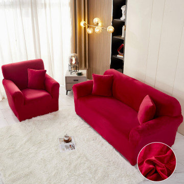 Husa elastica din catifea, canapea 2 locuri, cu brate, rosu, HCCJ2-11 - Img 6